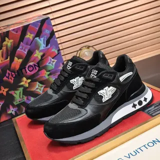 Louis Vuitton LV Trainer Black White Multi-Material Upper Monogrammed Side Logo Lifestyle Sneakers