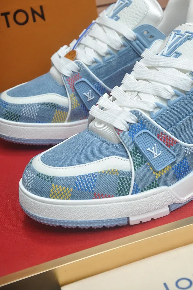 Louis Vuitton LV Trainer Blue Multicolor Denim-Textile Upper Jacquard Pattern Lifestyle Sneakers 2