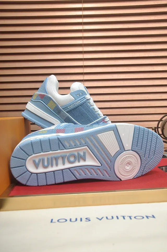Louis Vuitton LV Trainer Blue Multicolor Denim-Textile Upper Jacquard Pattern Lifestyle Sneakers 3