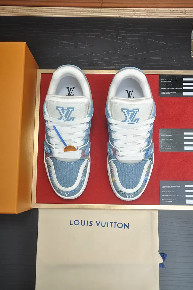 Louis Vuitton LV Trainer Blue Multicolor Denim-Textile Upper Jacquard Pattern Lifestyle Sneakers 5