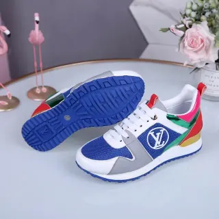 Louis Vuitton LV Trainer Azul Multicolor Rayas Tacón Monogramado Panel Lateral Lifestyle Sneakers