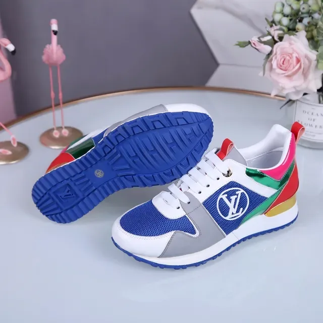 Louis Vuitton LV Trainer Blue Multicolor Multi-Color Striped Heel Monogrammed Side Panel Lifestyle Sneakers 1