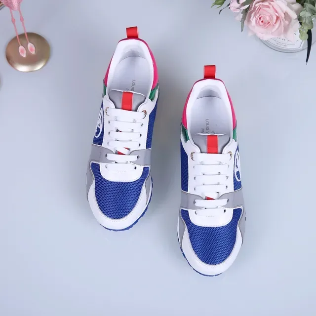 Louis Vuitton LV Trainer Blue Multicolor Multi-Color Striped Heel Monogrammed Side Panel Lifestyle Sneakers 4