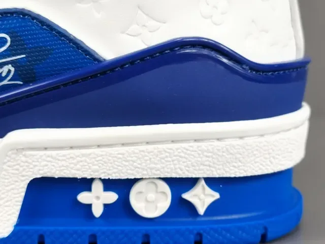 Louis Vuitton LV Trainer Blue White Layered Leather And Mesh Upper Sculpted Midsole Lifestyle Sneakers 2