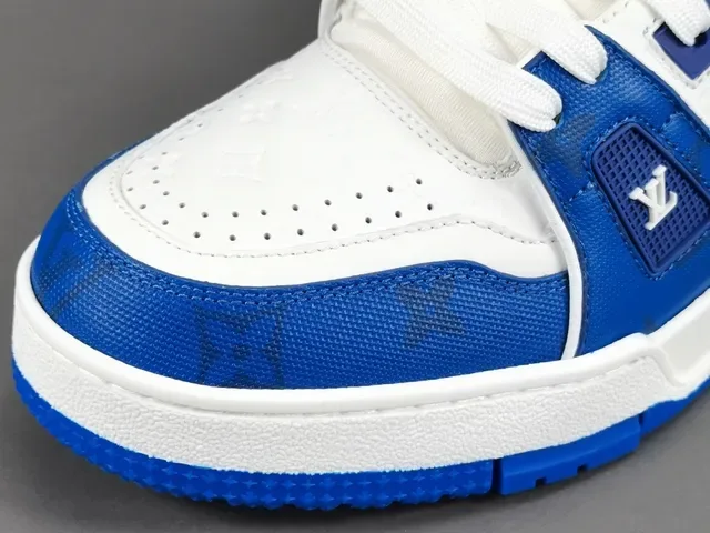 Louis Vuitton LV Trainer Blue White Layered Leather And Mesh Upper Sculpted Midsole Lifestyle Sneakers 3