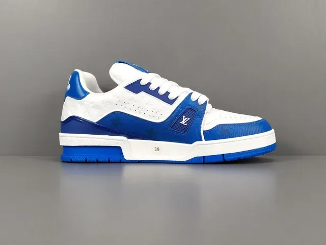Louis Vuitton LV Trainer Blue White Layered Leather And Mesh Upper Sculpted Midsole Lifestyle Sneakers 11