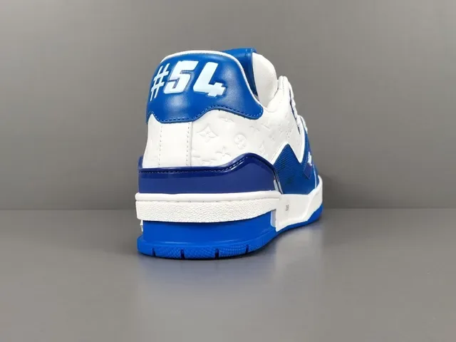 Louis Vuitton LV Trainer Blue White Layered Leather And Mesh Upper Sculpted Midsole Lifestyle Sneakers 14