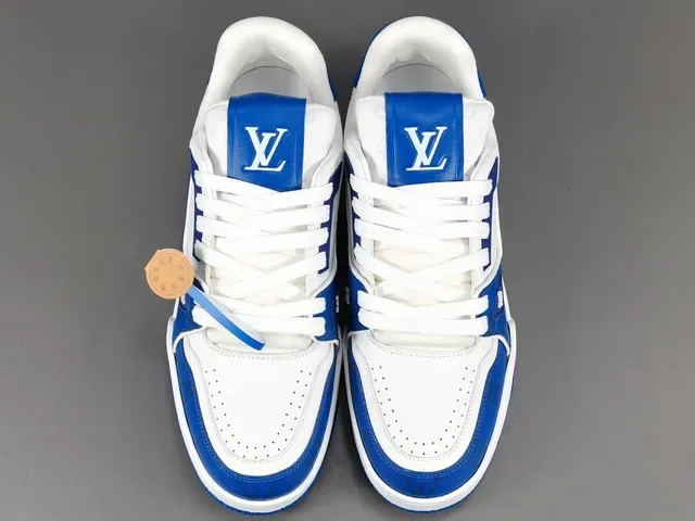 Louis Vuitton LV Trainer Blue White Layered Leather And Mesh Upper Sculpted Midsole Lifestyle Sneakers 16