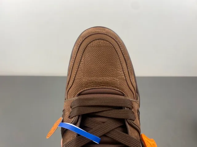Louis Vuitton LV Trainer Brown Orange Layered Suede And Mesh Upper Sculpted Cage Overlay Lifestyle Sneakers 5