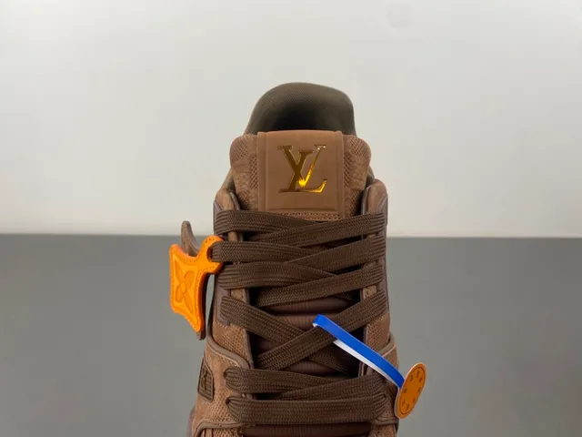 Louis Vuitton LV Trainer Brown Orange Layered Suede And Mesh Upper Sculpted Cage Overlay Lifestyle Sneakers 6