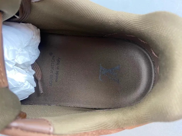 Louis Vuitton LV Trainer Brown Orange Layered Suede And Mesh Upper Sculpted Cage Overlay Lifestyle Sneakers 7