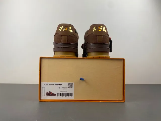 Louis Vuitton LV Trainer Brown Orange Layered Suede And Mesh Upper Sculpted Cage Overlay Lifestyle Sneakers 17