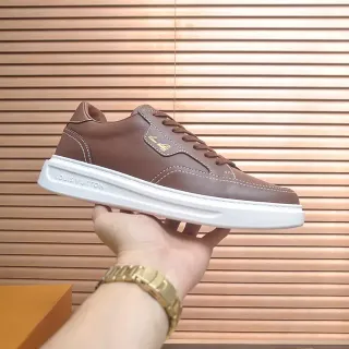 Louis Vuitton LV Trainer বাদামি সাদা চামড়া উপরি প্ল্যাটফর্ম সোল লাইফস্টাইল স্নিকার