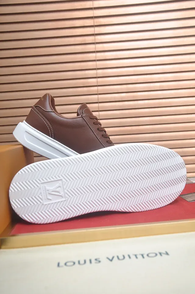 Louis Vuitton LV Trainer Brown White Leather Upper Platform Sole Lifestyle Sneakers 3