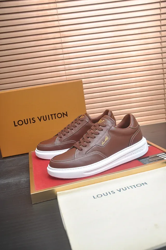 Louis Vuitton LV Trainer Brown White Leather Upper Platform Sole Lifestyle Sneakers 4