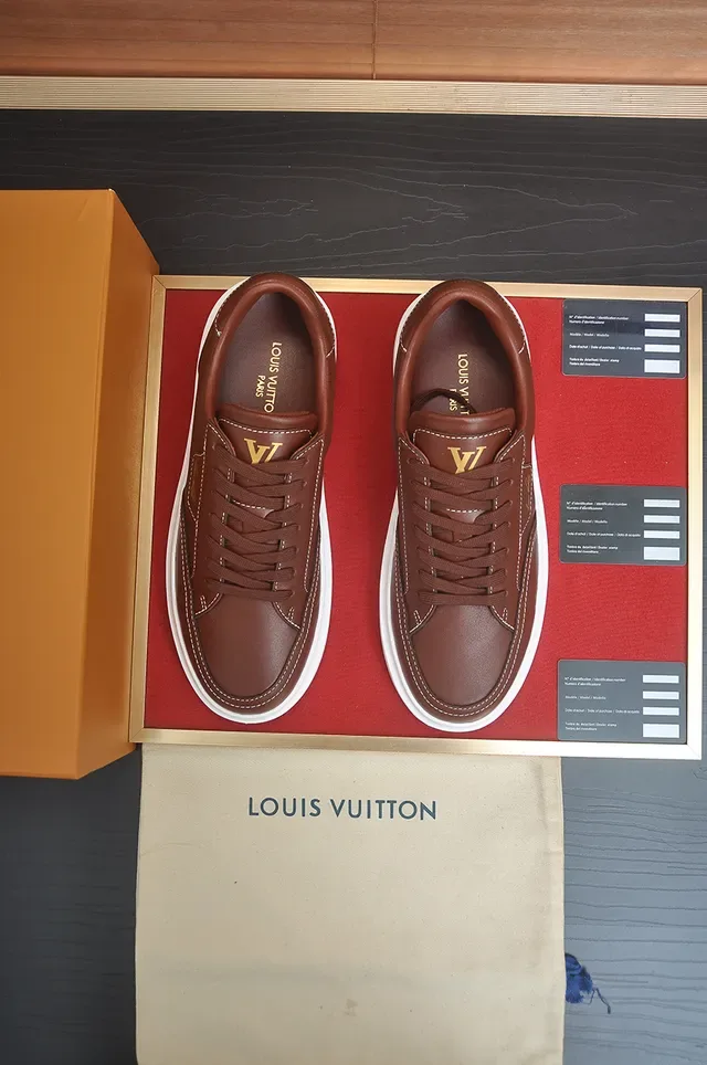 Louis Vuitton LV Trainer Brown White Leather Upper Platform Sole Lifestyle Sneakers 5