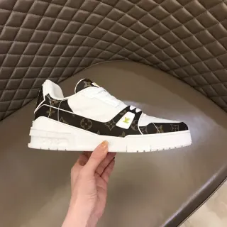 Louis Vuitton LV Trainer Brown White Monogram Canvas Leather Panels Lifestyle Sneakers