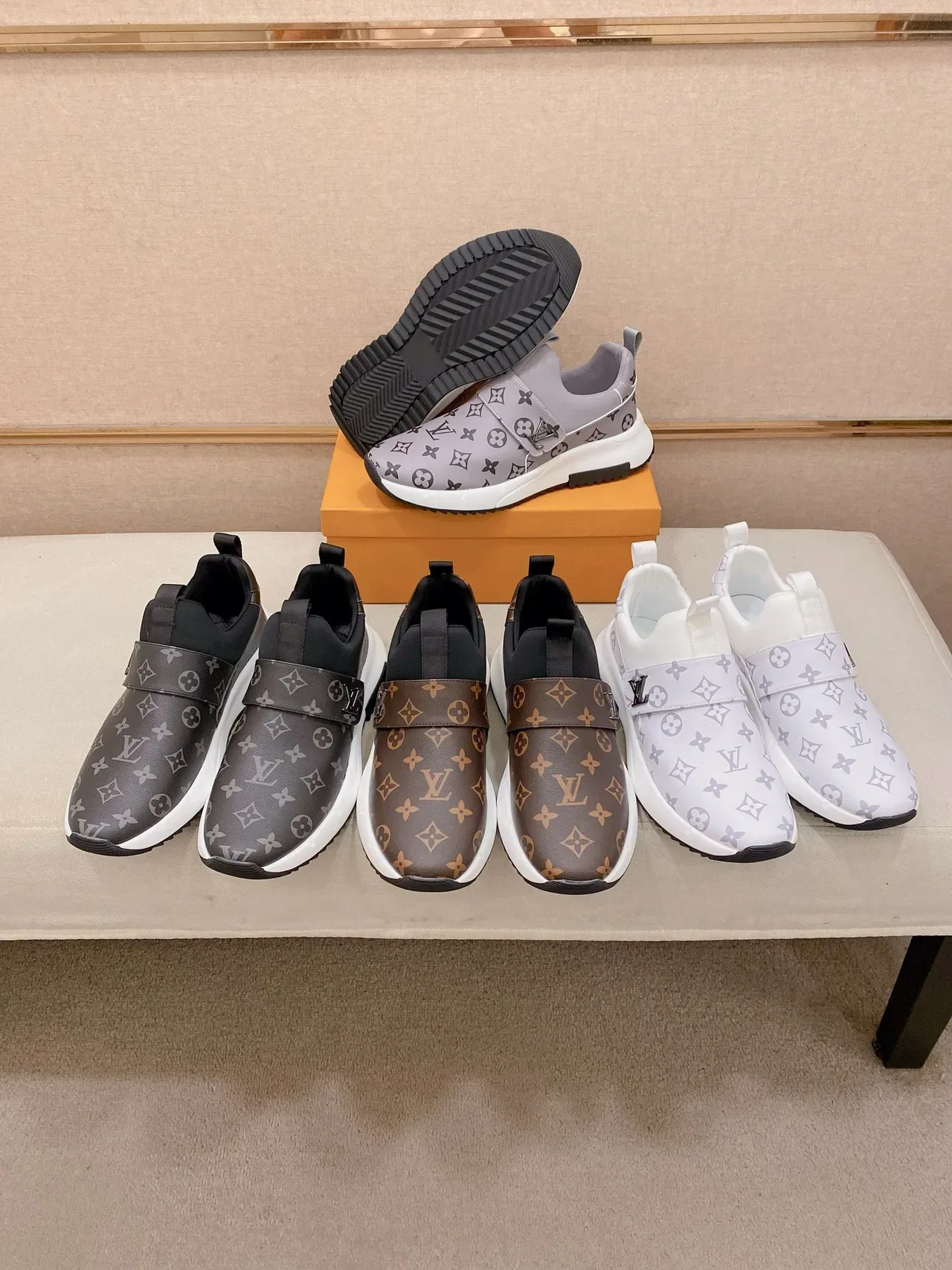 Louis Vuitton LV Trainer Gray White Monogram Canvas Slip-On Lifestyle Sneakers 2