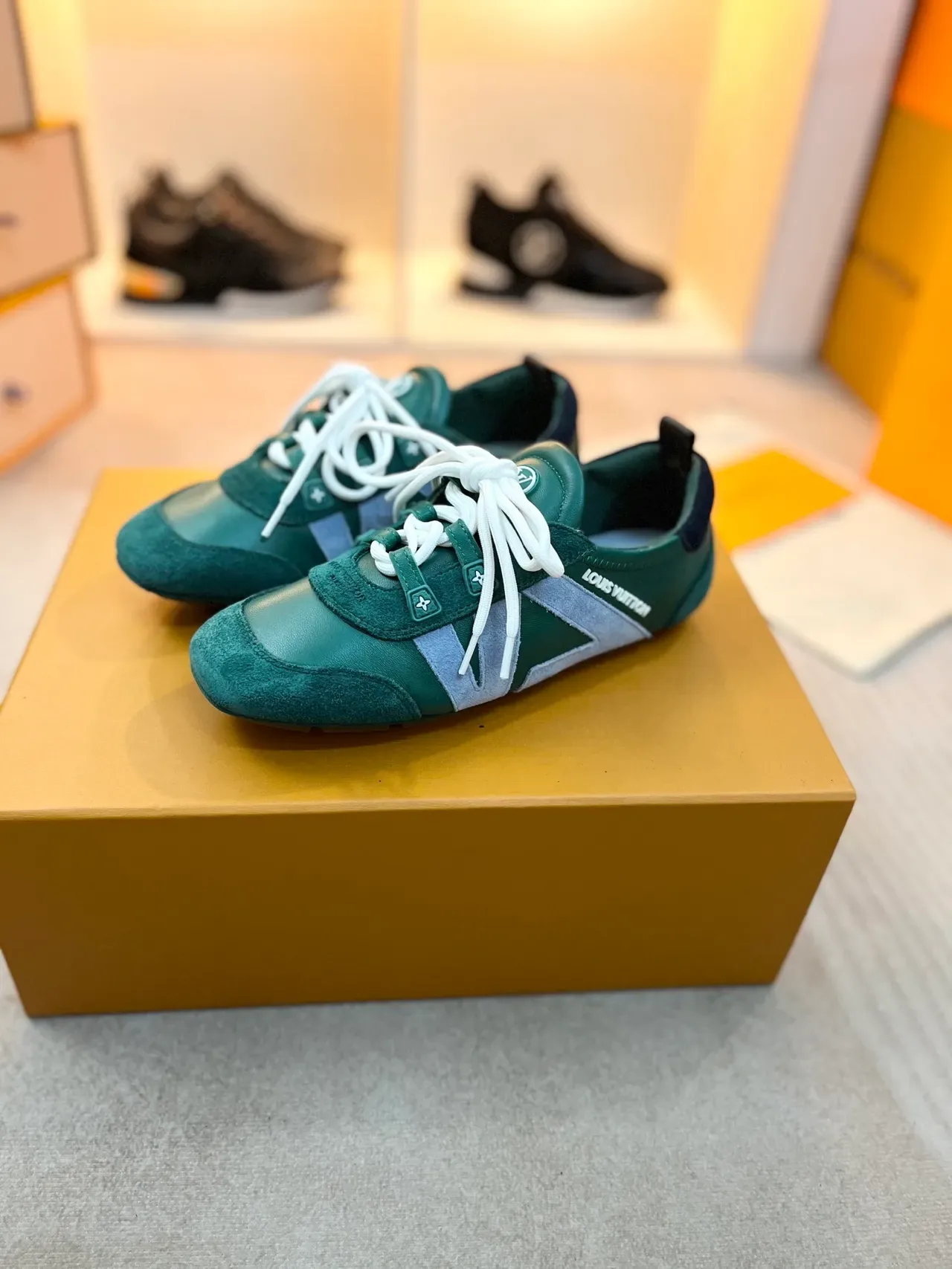 लुई विटन LV Trainer সবুজ ধূসর লো-টপ মিক্সড ম্যাটেরিয়াল লাইফস্টাইল স্নিকার্স 4