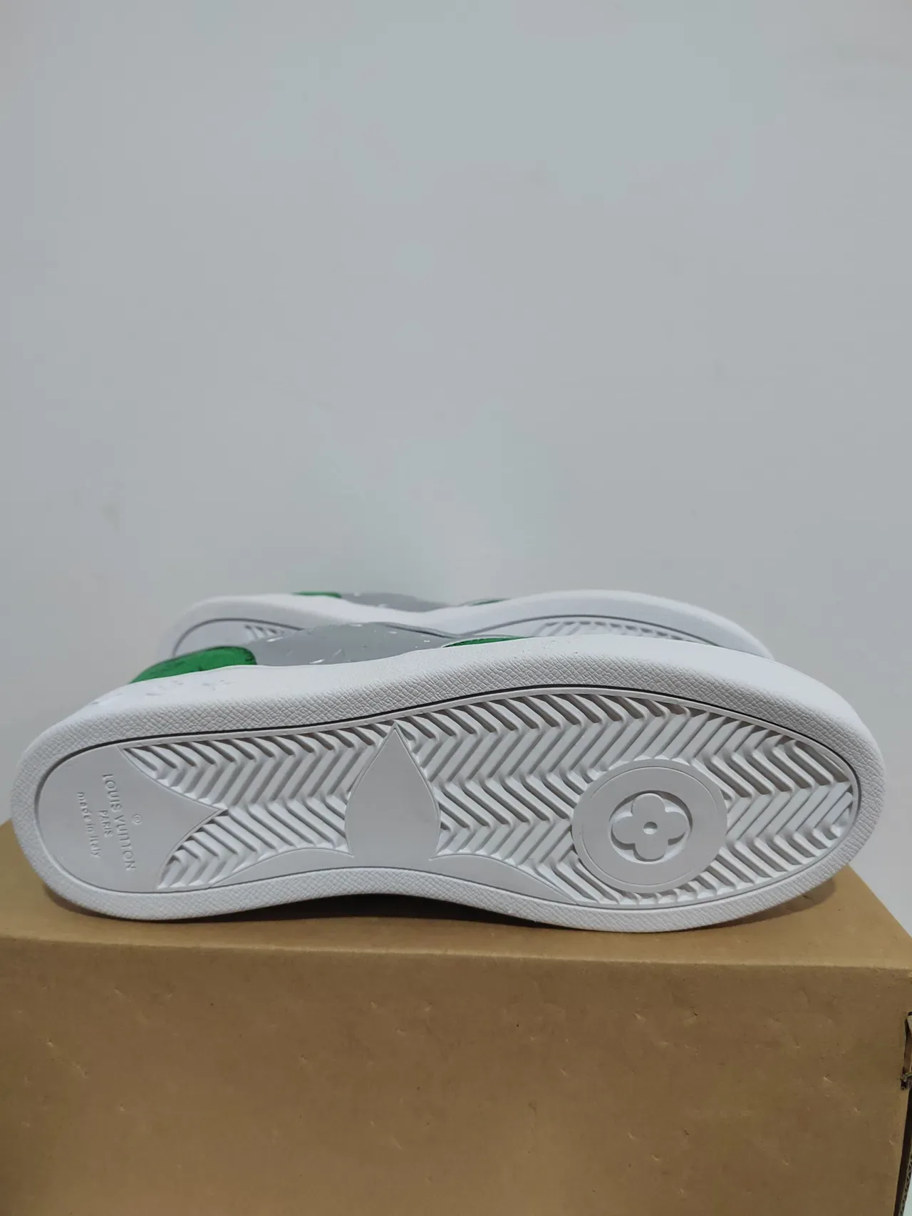 Louis Vuitton LV Trainer Green Silver Monogram Jacquard Metallic Leather Lifestyle Sneakers 2