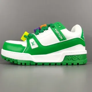Louis Vuitton LV Trainer Verde Blanco Suela gruesa de plataforma Multicolor Cordones de cuerda Zapatillas lifestyle