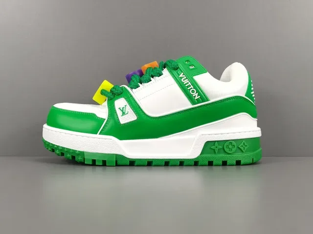 Louis Vuitton LV Trainer Green White Chunky Platform Sole Multicolor Rope Laces Lifestyle Sneakers 1