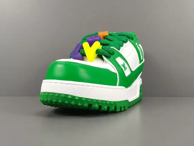 Louis Vuitton LV Trainer Green White Chunky Platform Sole Multicolor Rope Laces Lifestyle Sneakers 15