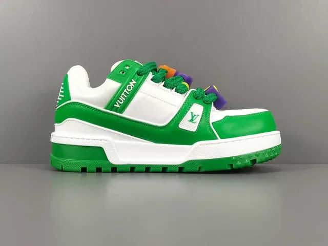 Louis Vuitton LV Trainer Green White Chunky Platform Sole Multicolor Rope Laces Lifestyle Sneakers 18