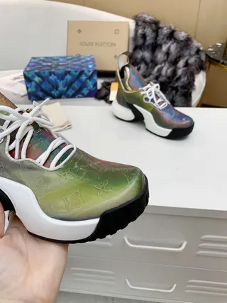 Louis Vuitton LV Trainer Multicolor White Iridescent Monogrammed Upper Sculpted Platform Sole Chunky Sneakers 6