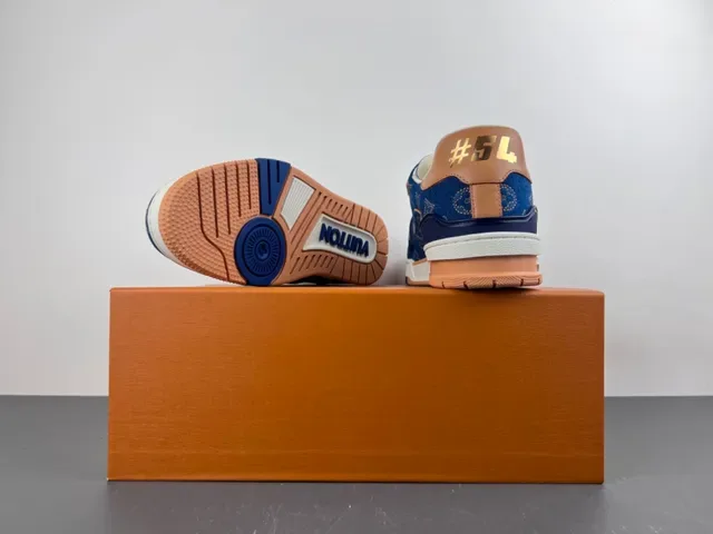 Louis Vuitton LV Trainer Navy Beige Denim Upper Monogram Print Lifestyle Zapatillas 15