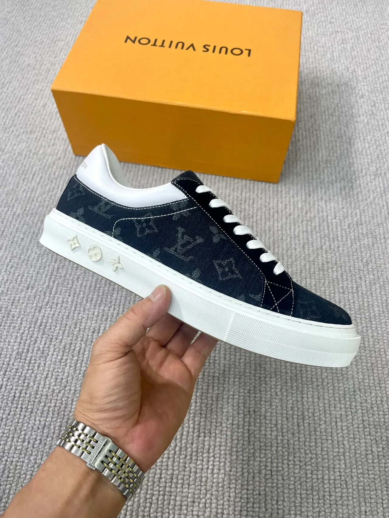 Louis Vuitton LV Trainer Navy White Monogram Canvas Cupsole Lifestyle Sneakers 5