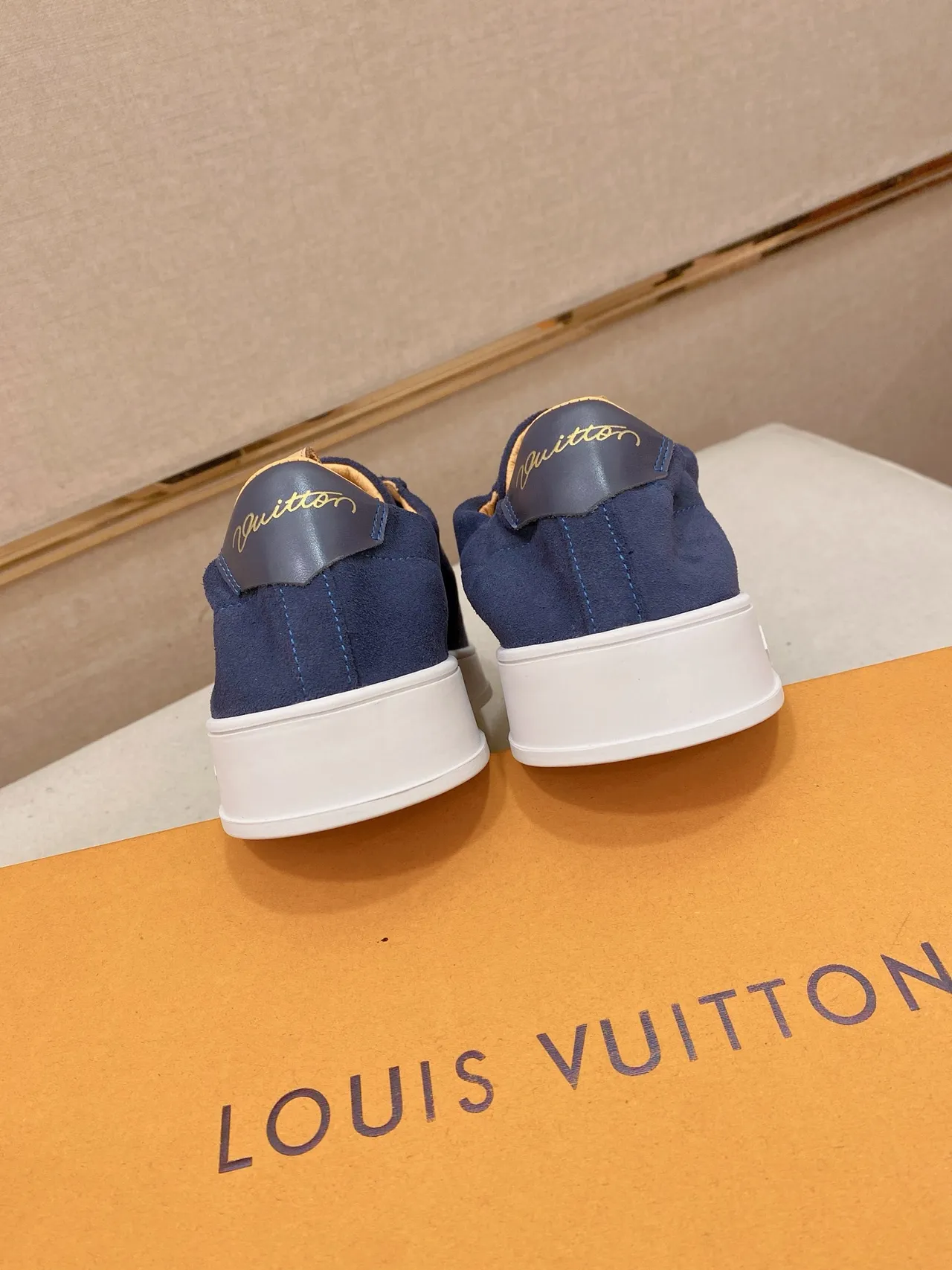 Louis Vuitton LV Trainer Navy White Suede Upper Low-Top Silhouette Lifestyle Sneakers 3