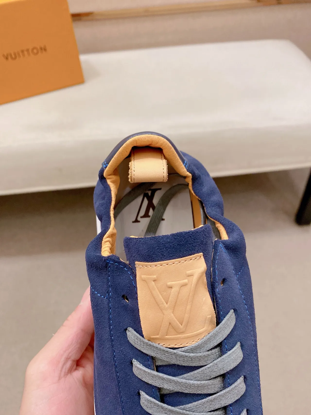 Louis Vuitton LV Trainer Navy White Suede Upper Low-Top Silhouette Lifestyle Sneakers 4