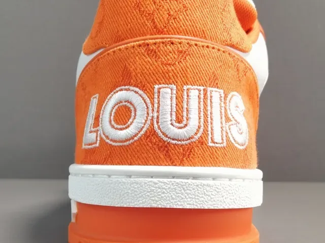 Louis Vuitton LV Trainer Orange White Low-Top Layered Textile-Leather-Mesh Lifestyle Sneakers 4