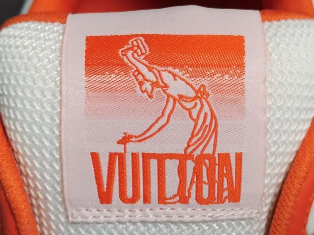 Louis Vuitton LV Trainer Orange White Low-Top Layered Textile-Leather-Mesh Lifestyle Sneakers 8
