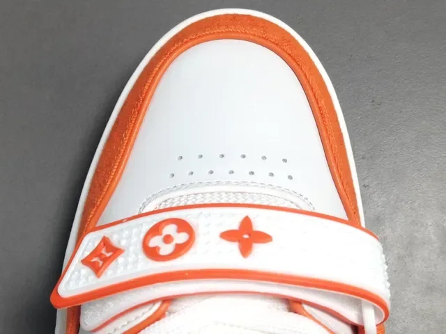 Louis Vuitton LV Trainer Orange White Low-Top Layered Textile-Leather-Mesh Lifestyle Sneakers 9