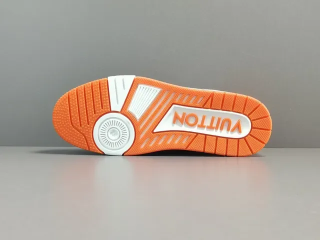 Louis Vuitton LV Trainer Orange White Low-Top Layered Textile-Leather-Mesh Lifestyle Sneakers 13
