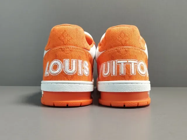 Louis Vuitton LV Trainer Orange White Low-Top Layered Textile-Leather-Mesh Lifestyle Sneakers 14