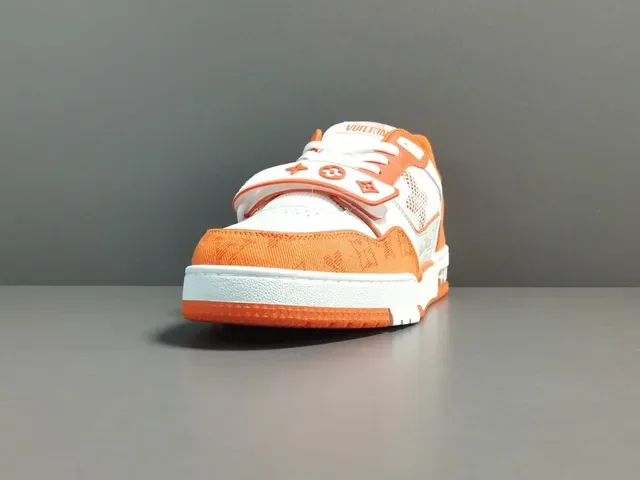 Louis Vuitton LV Trainer Orange White Low-Top Layered Textile-Leather-Mesh Lifestyle Sneakers 16