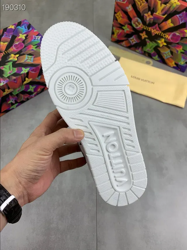 Louis Vuitton LV Trainer White Black Monogram-Print Leather Low-Top Lace-Up Lifestyle Sneakers 4