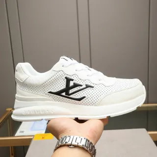 Louis Vuitton LV Trainer White Black Perforated Leather Upper Bold Monogram Logo Lifestyle Sneakers