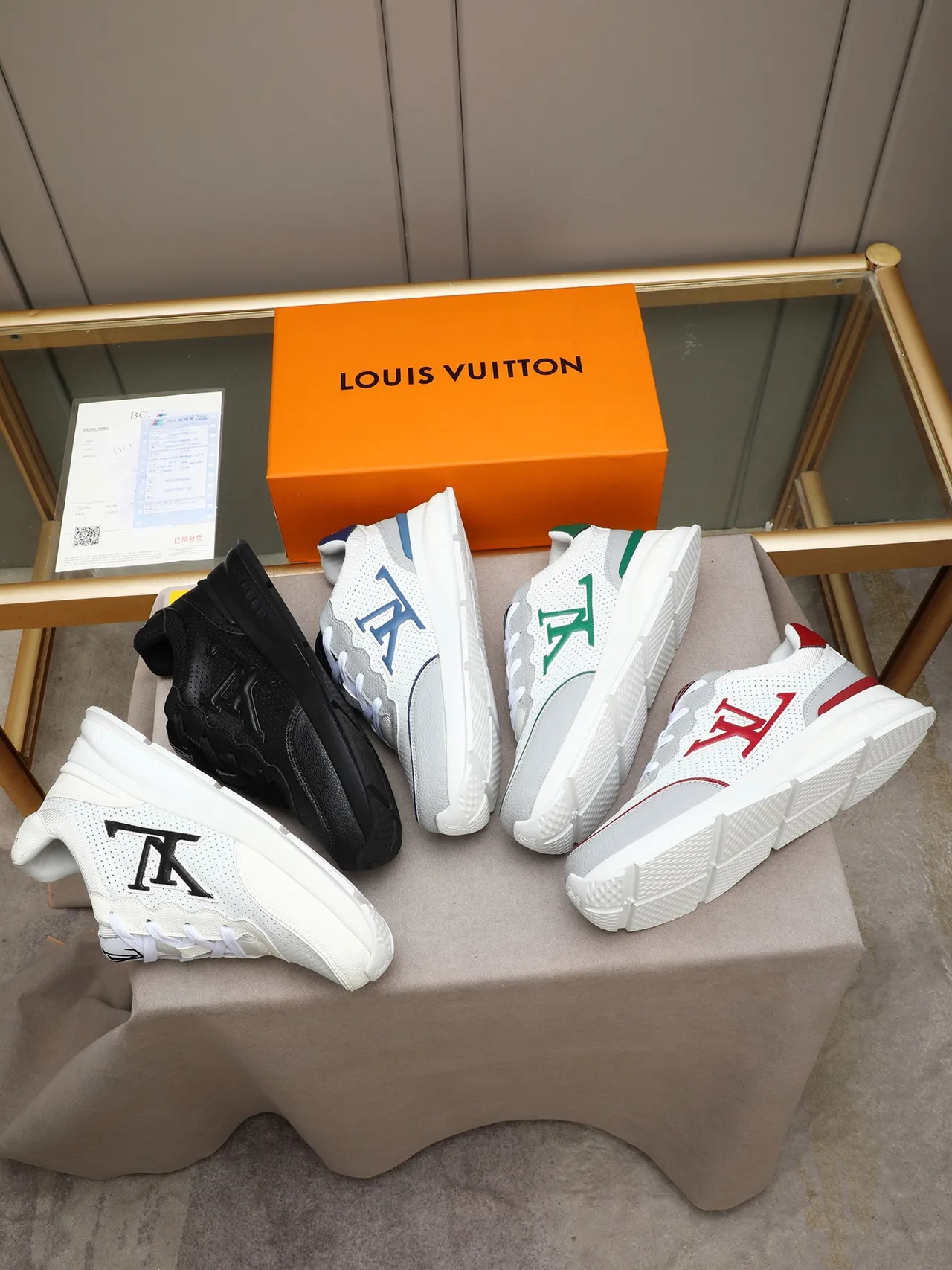 Louis Vuitton LV Trainer White Black Perforated Leather Upper Bold Monogram Logo Lifestyle Sneakers 2