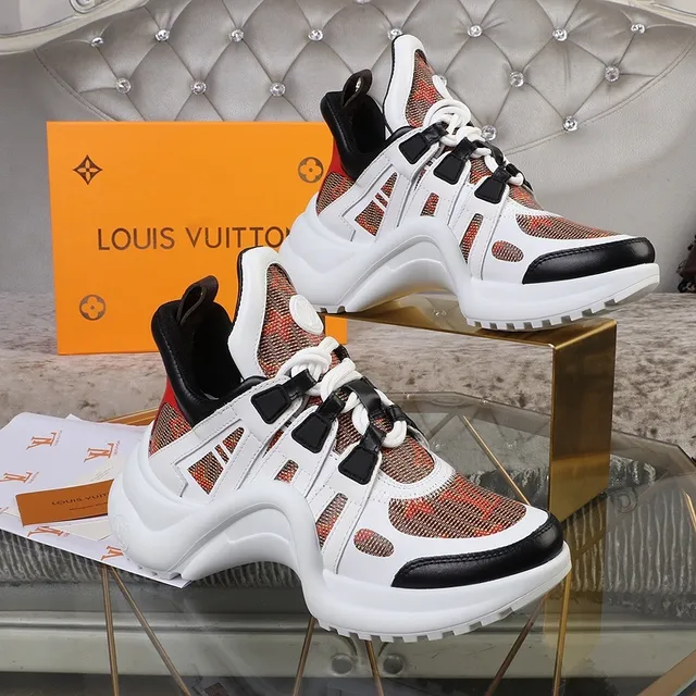 Louis Vuitton LV Trainer White Black Sculpted Sole Monogram Mesh Upper Chunky Sneakers 5