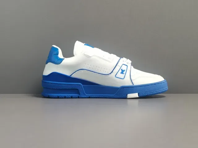 Louis Vuitton LV Trainer Sneakers Lifestyle Blanc et Bleu Low-Top Cuir 14