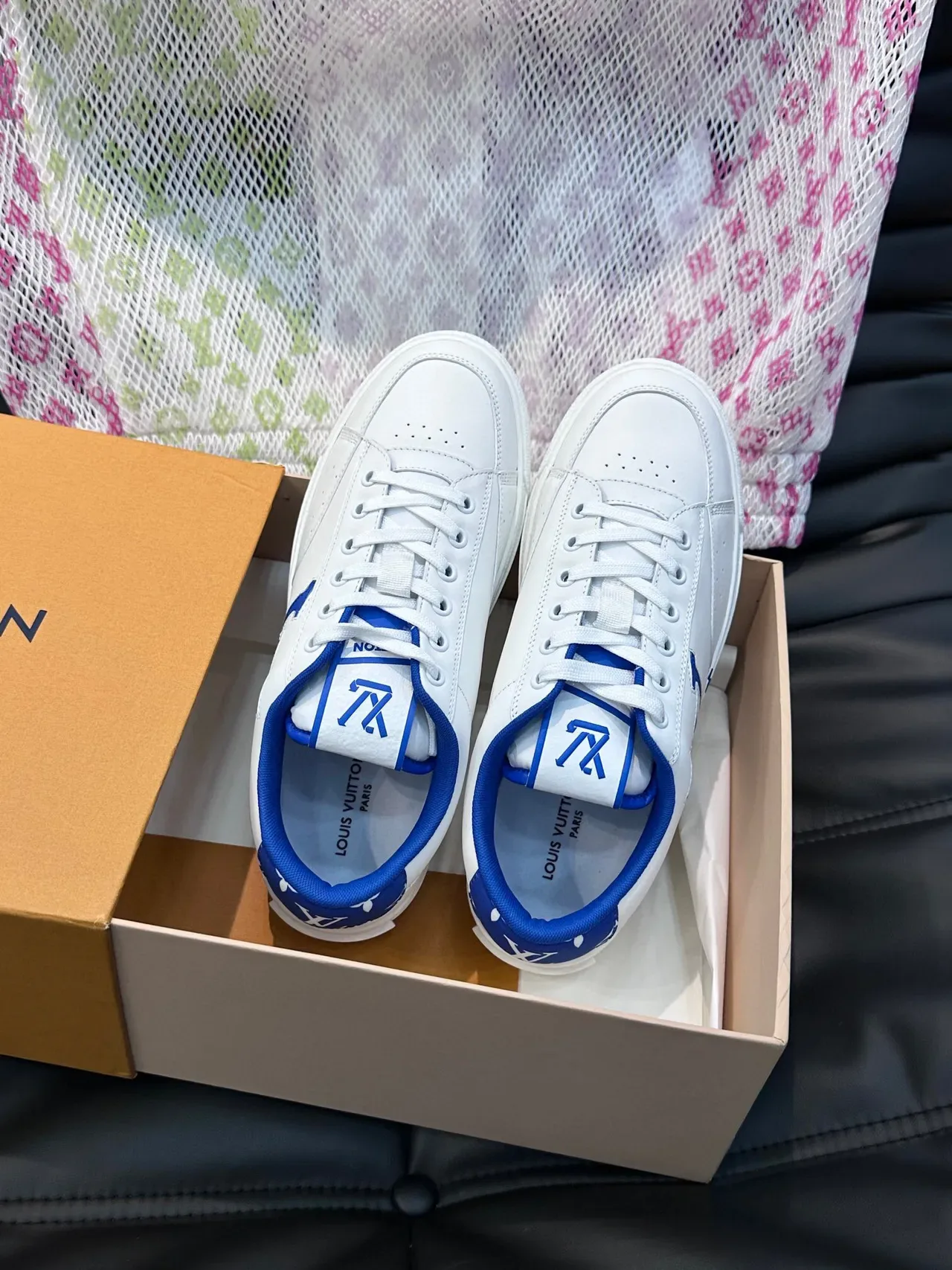 Louis Vuitton LV Trainer White Blue Low-Top Leather Upper Lifestyle Sneakers 3