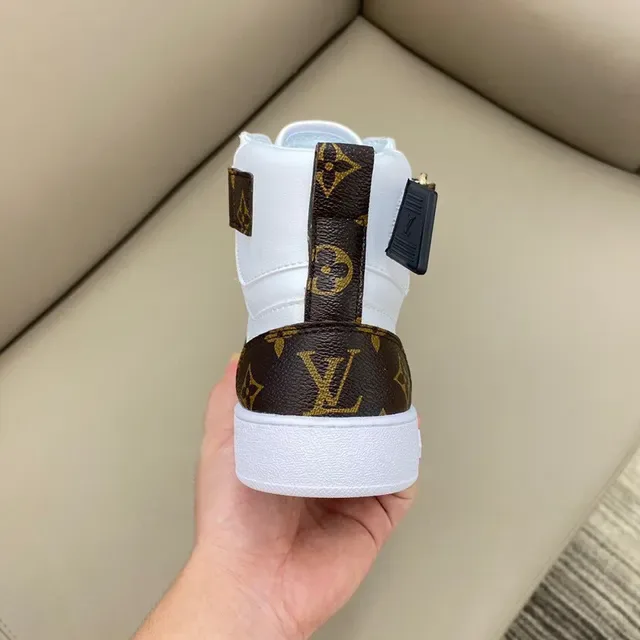 Louis Vuitton LV Trainer সাদা বাদামি হাই টপ মনোগ্রাম ক্যানভাস লাইফস্টাইল স্নিকার 3