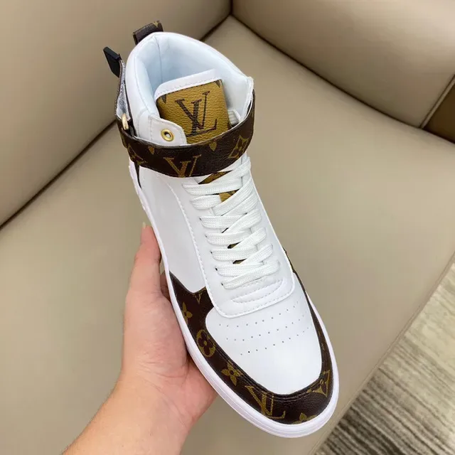 Louis Vuitton LV Trainer সাদা বাদামি হাই টপ মনোগ্রাম ক্যানভাস লাইফস্টাইল স্নিকার 4