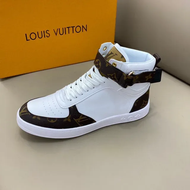 Louis Vuitton LV Trainer সাদা বাদামি হাই টপ মনোগ্রাম ক্যানভাস লাইফস্টাইল স্নিকার 5