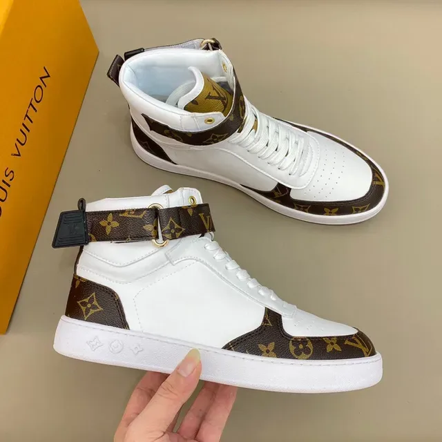 Louis Vuitton LV Trainer সাদা বাদামি হাই টপ মনোগ্রাম ক্যানভাস লাইফস্টাইল স্নিকার 6