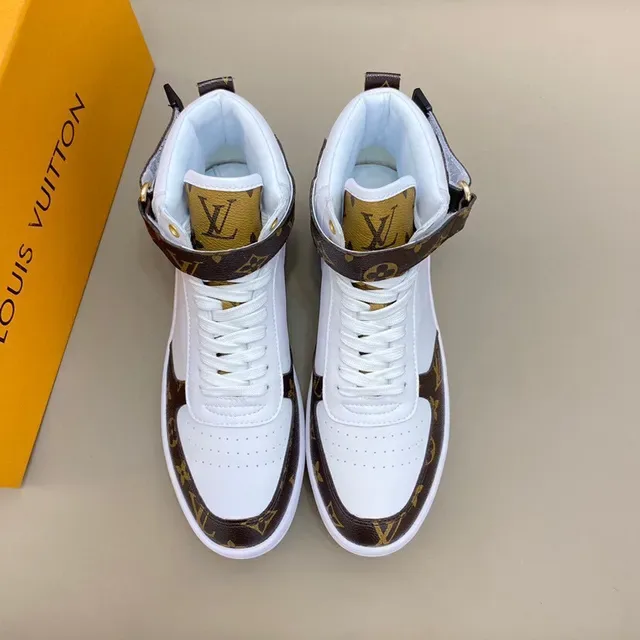 Louis Vuitton LV Trainer সাদা বাদামি হাই টপ মনোগ্রাম ক্যানভাস লাইফস্টাইল স্নিকার 7